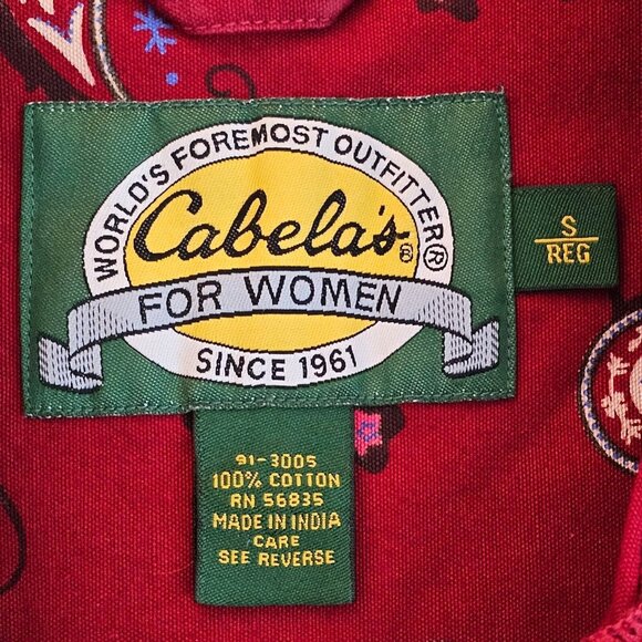 Cabelas Button Up Shirt Womens Small Red Paisley Western Cotton Top - Picture 4 of 9